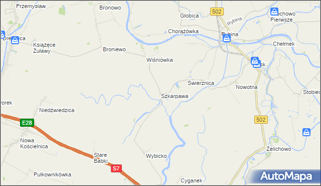 mapa Szkarpawa, Szkarpawa na mapie Targeo