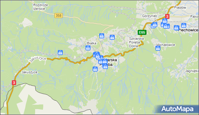 mapa Szklarska Poręba, Szklarska Poręba na mapie Targeo