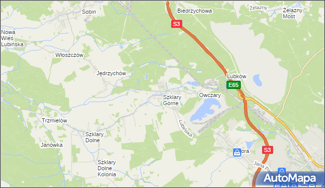 mapa Szklary Górne, Szklary Górne na mapie Targeo