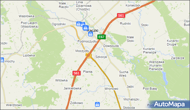 mapa Szkocja gmina Raczki, Szkocja gmina Raczki na mapie Targeo