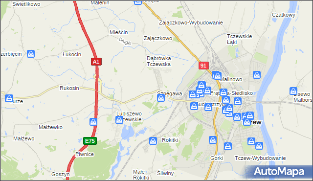 mapa Szpęgawa, Szpęgawa na mapie Targeo