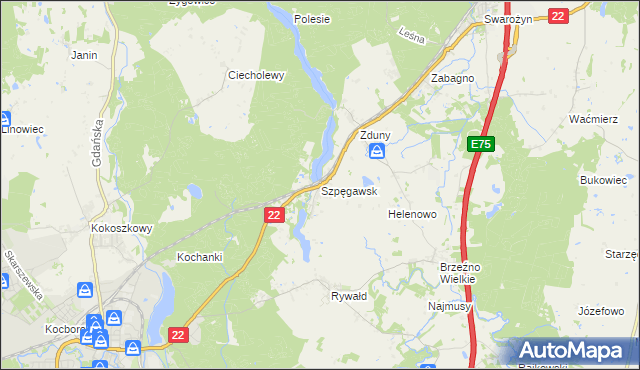 mapa Szpęgawsk, Szpęgawsk na mapie Targeo