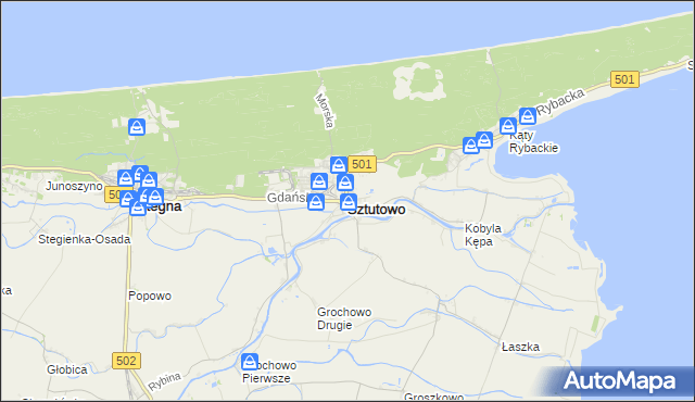 mapa Sztutowo, Sztutowo na mapie Targeo