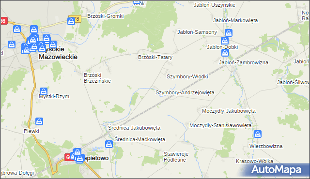 mapa Szymbory-Andrzejowięta, Szymbory-Andrzejowięta na mapie Targeo