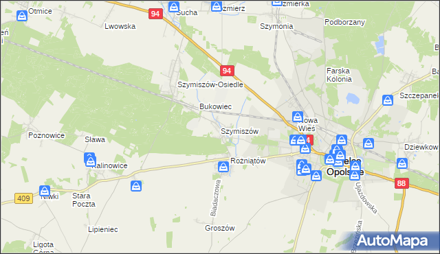 mapa Szymiszów, Szymiszów na mapie Targeo