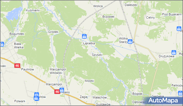 mapa Szyszki gmina Szczekociny, Szyszki gmina Szczekociny na mapie Targeo