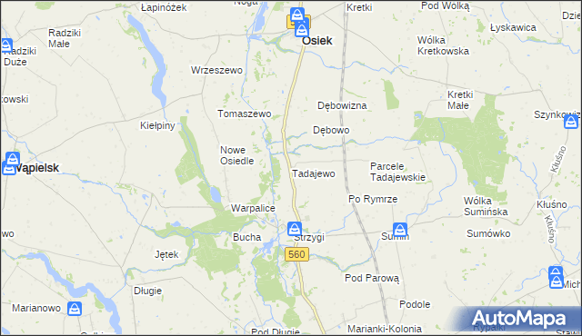 mapa Tadajewo, Tadajewo na mapie Targeo