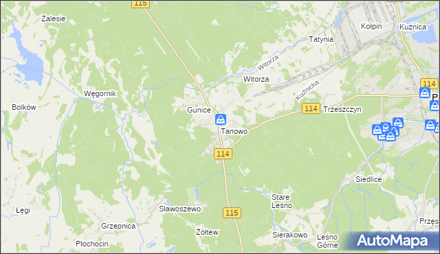 mapa Tanowo, Tanowo na mapie Targeo