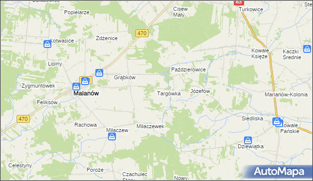mapa Targówka gmina Malanów, Targówka gmina Malanów na mapie Targeo