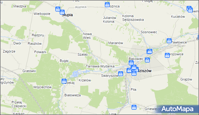 mapa Tarnawa gmina Sędziszów, Tarnawa gmina Sędziszów na mapie Targeo