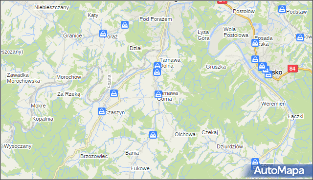 mapa Tarnawa Górna gmina Zagórz, Tarnawa Górna gmina Zagórz na mapie Targeo