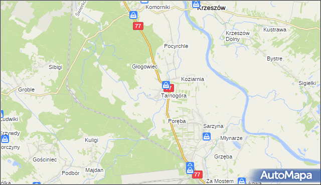 mapa Tarnogóra gmina Nowa Sarzyna, Tarnogóra gmina Nowa Sarzyna na mapie Targeo