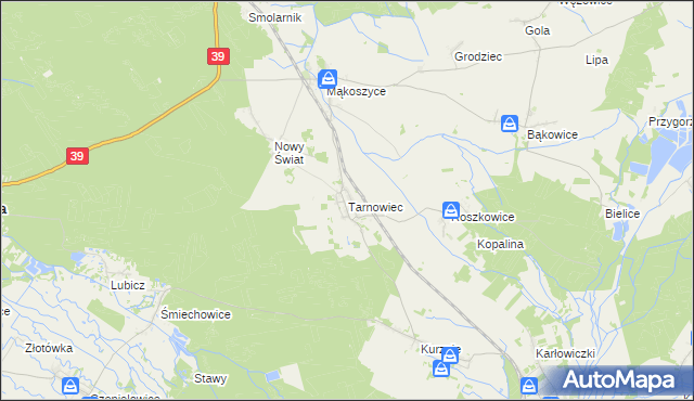 mapa Tarnowiec gmina Lubsza, Tarnowiec gmina Lubsza na mapie Targeo