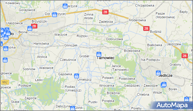 mapa Tarnowiec powiat jasielski, Tarnowiec powiat jasielski na mapie Targeo