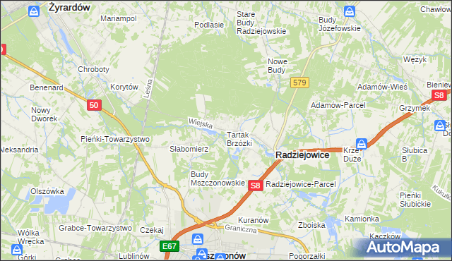 mapa Tartak Brzózki, Tartak Brzózki na mapie Targeo