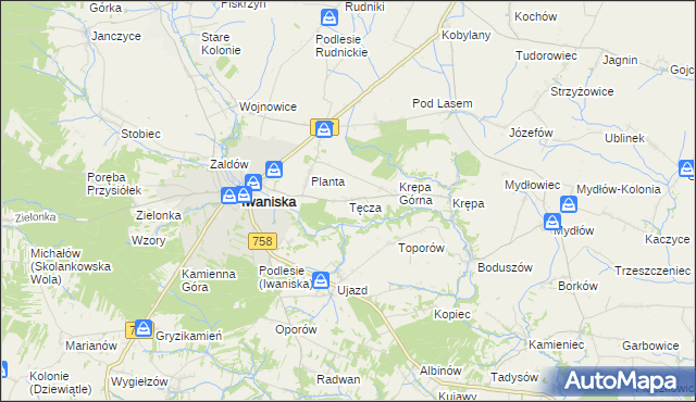 mapa Tęcza, Tęcza na mapie Targeo