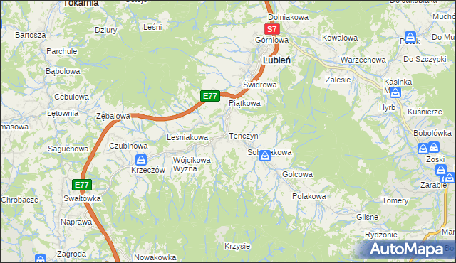 mapa Tenczyn, Tenczyn na mapie Targeo