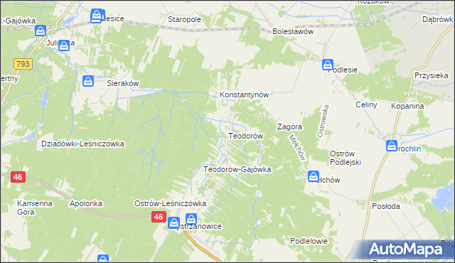 mapa Teodorów gmina Janów, Teodorów gmina Janów na mapie Targeo