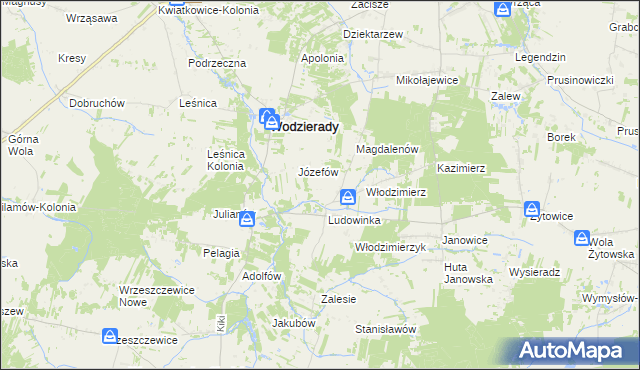mapa Teodorów gmina Wodzierady, Teodorów gmina Wodzierady na mapie Targeo