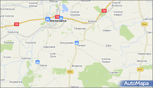 mapa Terebiń, Terebiń na mapie Targeo