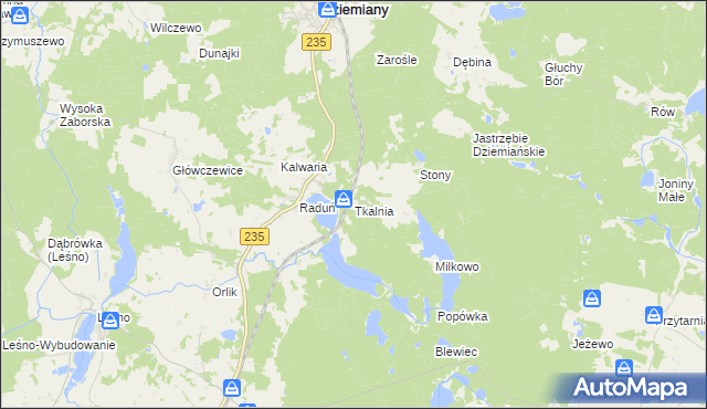 mapa Tkalnia, Tkalnia na mapie Targeo