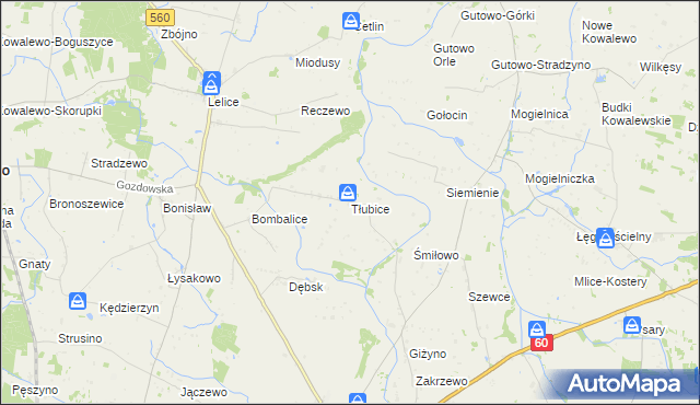 mapa Tłubice, Tłubice na mapie Targeo