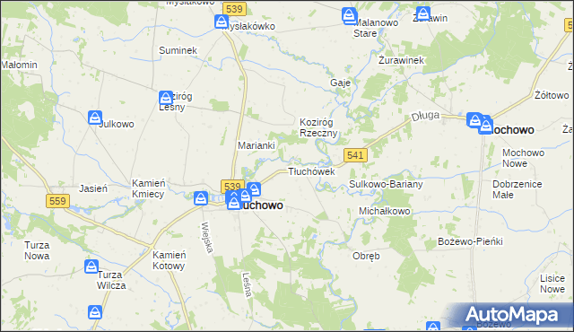 mapa Tłuchówek, Tłuchówek na mapie Targeo
