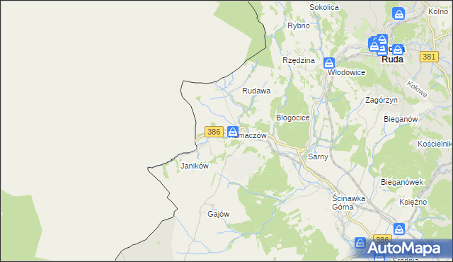 mapa Tłumaczów, Tłumaczów na mapie Targeo