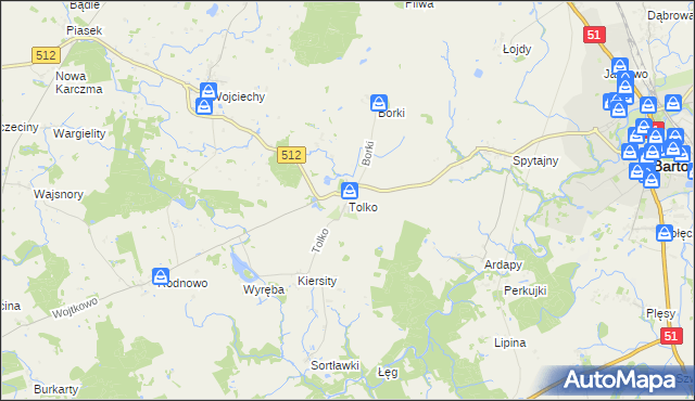 mapa Tolko, Tolko na mapie Targeo