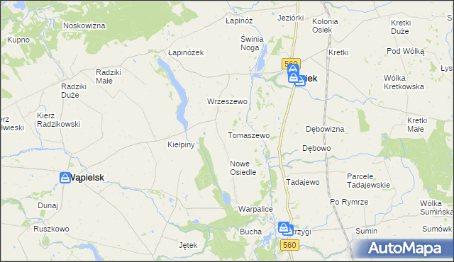 mapa Tomaszewo gmina Osiek, Tomaszewo gmina Osiek na mapie Targeo