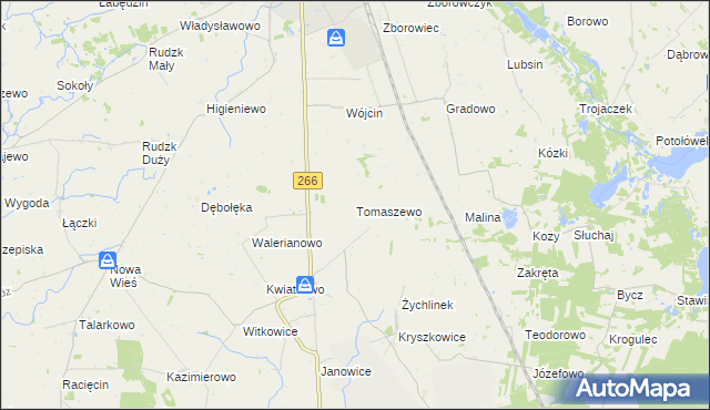 mapa Tomaszewo gmina Wierzbinek, Tomaszewo gmina Wierzbinek na mapie Targeo