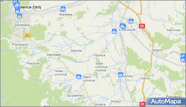mapa Topolice gmina Bystrzyca Kłodzka, Topolice gmina Bystrzyca Kłodzka na mapie Targeo