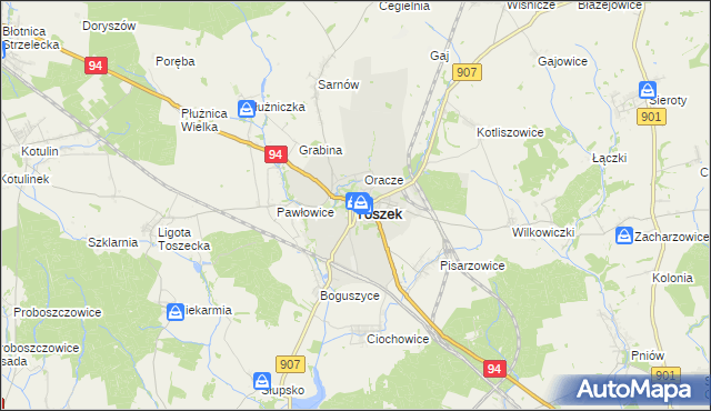 mapa Toszek, Toszek na mapie Targeo