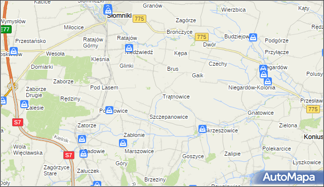 mapa Trątnowice, Trątnowice na mapie Targeo