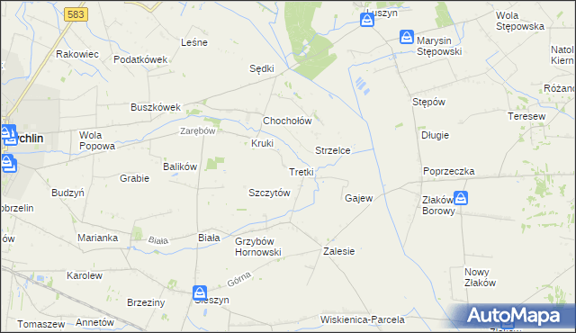 mapa Tretki, Tretki na mapie Targeo