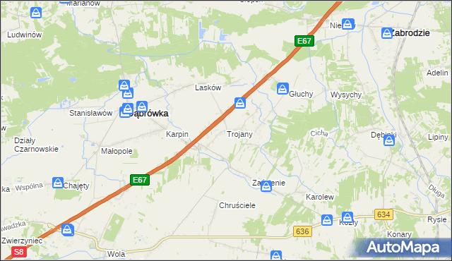 mapa Trojany gmina Dąbrówka, Trojany gmina Dąbrówka na mapie Targeo