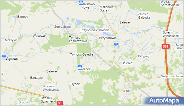 mapa Trynosy, Trynosy na mapie Targeo