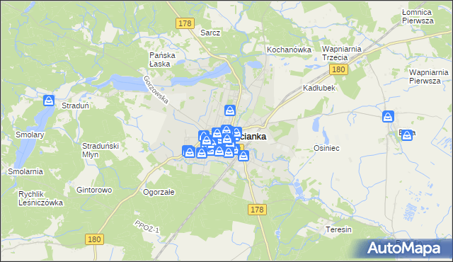 mapa Trzcianka powiat czarnkowsko-trzcianecki, Trzcianka powiat czarnkowsko-trzcianecki na mapie Targeo