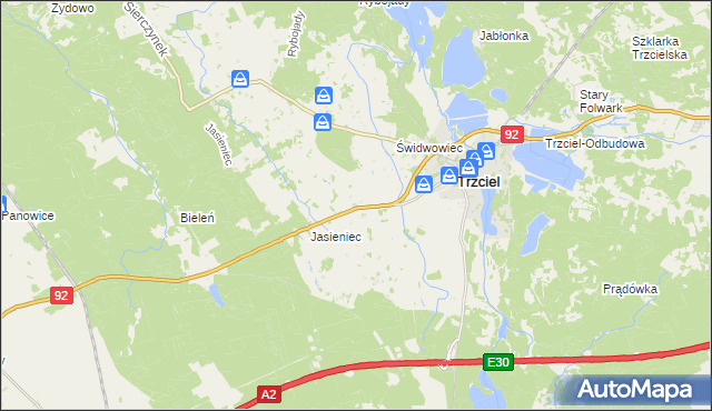 mapa Trzciel powiat międzyrzecki, Trzciel powiat międzyrzecki na mapie Targeo