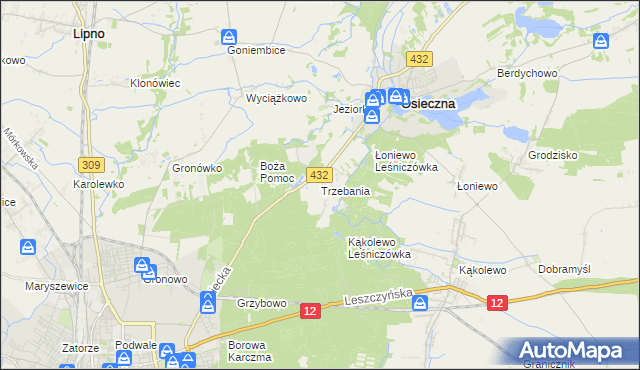 mapa Trzebania, Trzebania na mapie Targeo