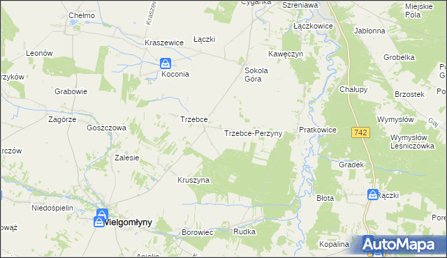 mapa Trzebce-Perzyny, Trzebce-Perzyny na mapie Targeo