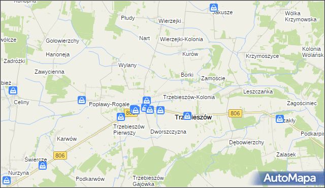 mapa Trzebieszów-Kolonia, Trzebieszów-Kolonia na mapie Targeo