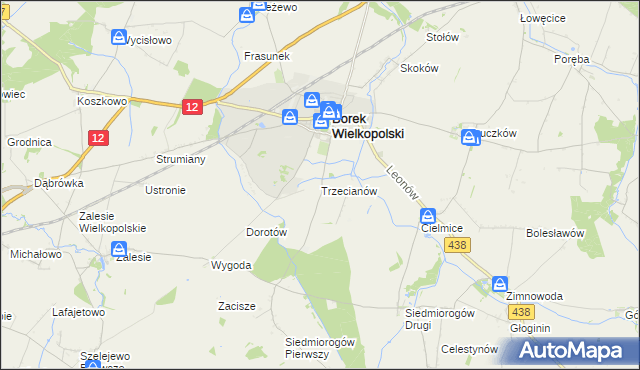 mapa Trzecianów, Trzecianów na mapie Targeo