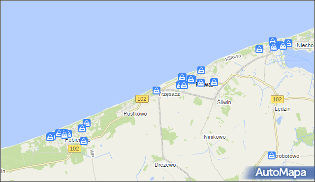 mapa Trzęsacz gmina Rewal, Trzęsacz gmina Rewal na mapie Targeo