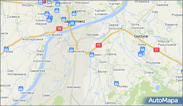 mapa Trześń gmina Gorzyce, Trześń gmina Gorzyce na mapie Targeo