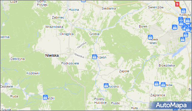 mapa Trześń gmina Niwiska, Trześń gmina Niwiska na mapie Targeo