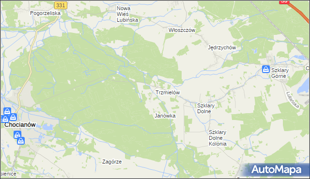 mapa Trzmielów, Trzmielów na mapie Targeo