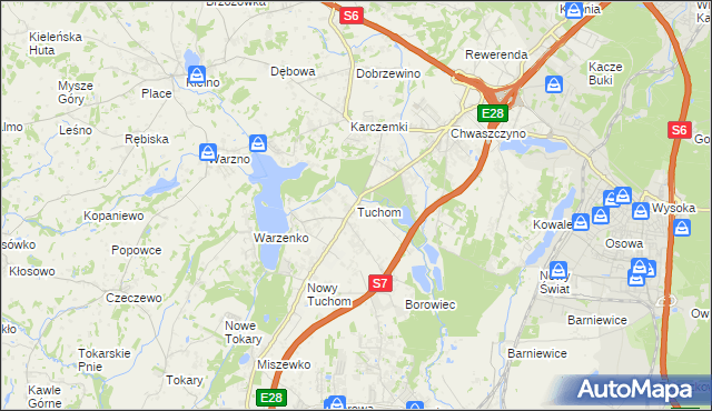mapa Tuchom, Tuchom na mapie Targeo