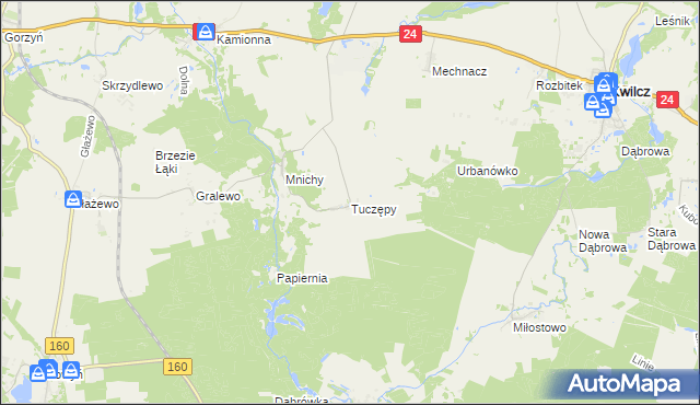 mapa Tuczępy gmina Międzychód, Tuczępy gmina Międzychód na mapie Targeo