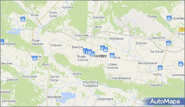 mapa Tuczępy powiat buski, Tuczępy powiat buski na mapie Targeo